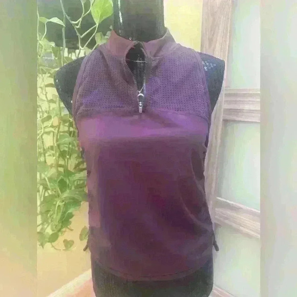 Athleta Hiit It Ruched Sides 1/4 Zip Agate Purple Size M - Picture 1 of 3